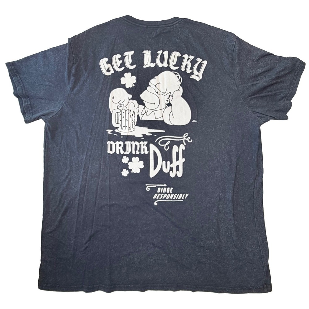 The Simpsons Get Lucky Drink Duff Beer T Shirt Men's 3XL Gray Graphic